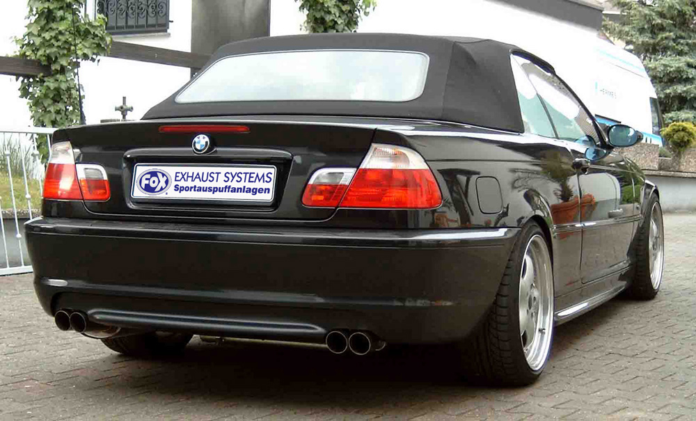 Duplex sportuitlaat van FOX voor de E46 BMW 3-serie Duplex sportuitlaat van FOX voor de E46 BMW 3-serie