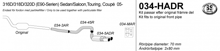 316d / 318d / 320d Sportuitlaat Simons E90 E91 E92 vanaf 2005