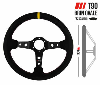 35cm Sportstuur Suede 90mm diep