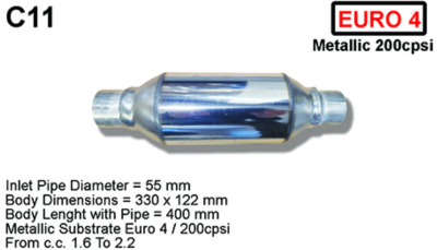 Universele race katalysator 200cells 55mm aansluiting MJB-Motec Euro 4